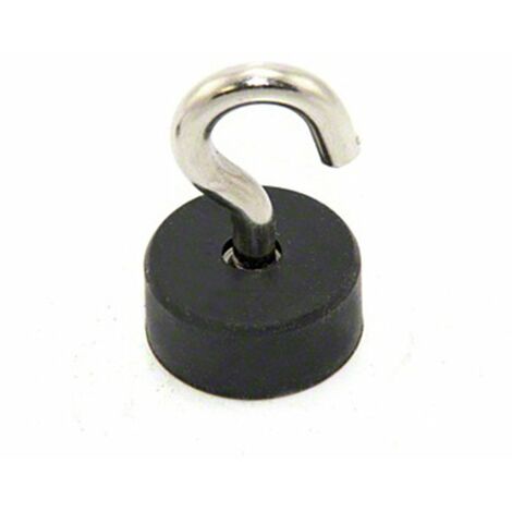 Magnete In Pentola Rivestita In Gomma Con Gancio M5 Per Applicazioni Fai -Da -Te, Ingegneria, Produzione, Impiccagione E Mantenimento - 22mm Dia x 10mm Di Spessore - 3,8kg Di Tiro - Pacco Di 4