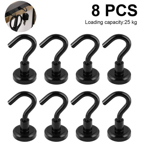 Magnete mit Haken, Magnethaken,8 Stück Super Starker Neodym Magnetischer Haken Einsatzbereich Küche Badezimmer Schlafzimmer Garage Schliefcher Büro Kühlschrankmagnet