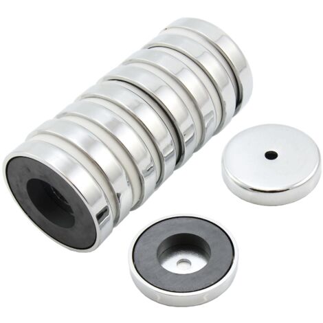Magnete Pentola Per Ferrite Per Arti, Mestieri, Produzione Di Modelli, Fai -Da -Te, Hobby, Ufficio E Casa - 50mm Dia x 10mm Di Spessore x 8,5mm - 15,8kg Di Tiro - Pacchetto Di 10