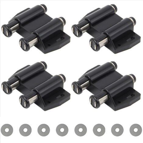 Magnete Push to Open 4 pezzi Chiusura magnetica a pressione Chiusura magnetica per porta a doppia molla Chiusura magnetica per porta in plastica con viti per porta dell'armadio (Nero)