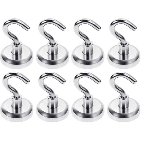 Magnethaken, starker Neodym-Magnet 18 kg Zugkraft, für Küchenzubehör, 25 mm, 8 Stück