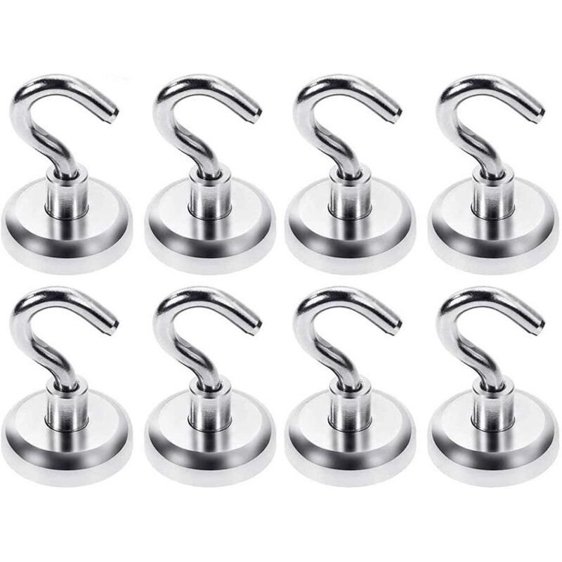 Magnethaken, starker Neodym-Magnet 18 kg Zugkraft, für Küchenzubehör, 25 mm, 8 Stück