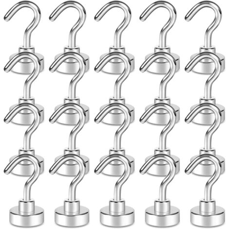 Magnethaken,11kg Extra Stark Magnet Haken für Grill, Neodym für Gadgets,Gross Magnetischer Halter für Küche,Klein, Haken Magnetisch(20 Stück)
