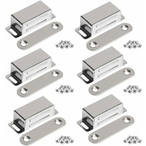 Magneti per ante di mobili, forza di trazione 10 kg, acciaio inox (set da 6, con viti in acciaio inox)