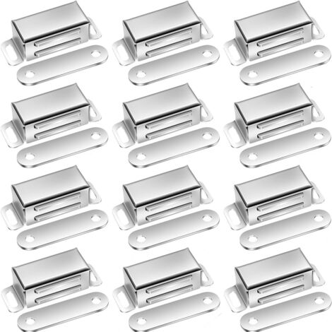 Magneti per porte di armadietti, 12 pezzi, chiusura magnetica extra forte, magneti per porte, magneti per armadietti in acciaio inossidabile, magneti per mobili, chiusura magnetica