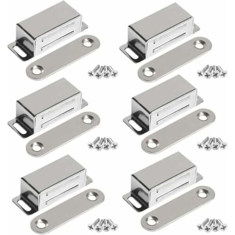 Aimants magnétiques pour armoire 10 kg, puissants aimants en acier inoxydable pour armoire, aimants pour porte d'armoire (6 pièces) (vis en acier