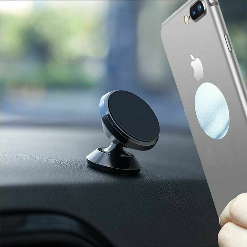 Magnetic Car Phone Holder with 360 Degree Rotation - Mount on Dashboard or Flat Surface - Supports Smartphones and gps