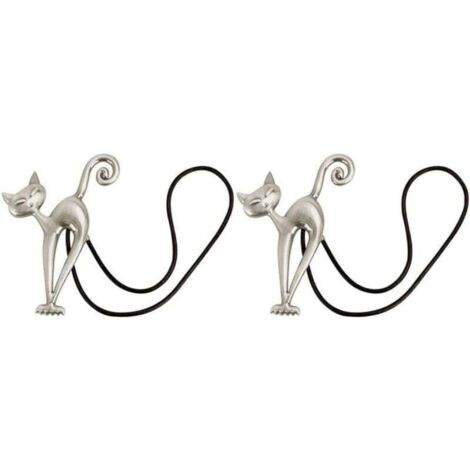 Magnetic curtain tiebacks, set of 2, with cute cat pattern loop, accessories for home, living room, bedroom and office.