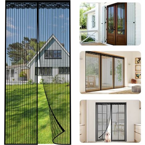 Magnetic Door Mosquito Net 85x210cm Anti Fly Curtain Door Mosquito Net Automatic Closing Ultra Fine Mesh Anti Insect No Tools No Drilling (Black)