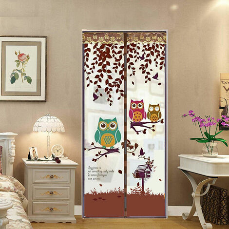 Magnetic Door Screen High Density Fly Bug Mosquito Mesh Curtain Automatically Mesh Door Nets Keeps Bugs & Mosquitoes Out,39X83in,Coffee