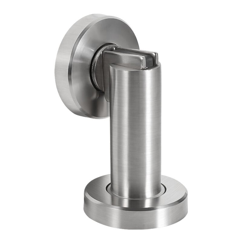 Magnetic door stop in stainless steel look - Door stop with floor and wall mounting material - Magnetic door stop - Ø 5cm, height 8cm