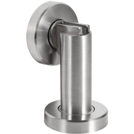 CYSLMUK Magnetic door stop in stainless steel look - Door stop with floor and wall mounting material - Magnetic door stop - Ø 5cm, height 8cm