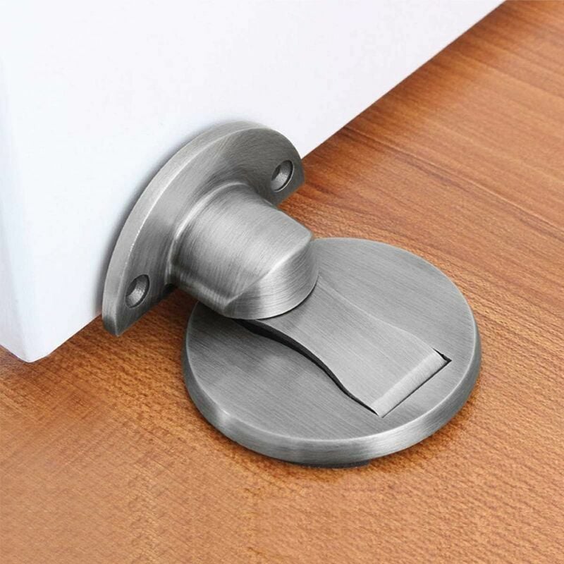 Hoopzi - Magnetic Door Stop,Magnetic Door Stopper Brushed Satin Nickel,Floor Metal Magnetic Door Catch Invisible Door Holder with Adhesive,Stainless