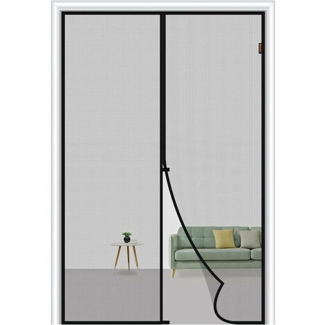 Magnetic Fly Screen Door 70 X 200 cm, Tear-Proof Anti-Mosquito Mesh Fiberglass with Windproof Fasteners, Grey