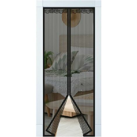 Magnetic Fly Screen Door 80x200 cm, Ultra Fine Mesh, Magnetic Closure, Adhesive Strip Without Drilling, Mosquito Net is Perfect for Corridors, Patio, Doors - Black