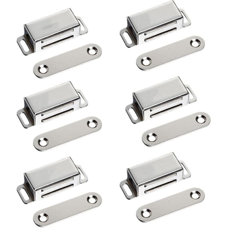 Magnetic Furniture Door Magnet 10kg Powerful Stainless Steel Cupboard Magnet Cabinet Door Magnet (6 Pieces) (Stainless Steel Screws)
