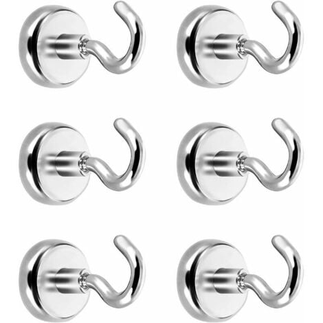 Magnetic Hooks, Magnet Hooks, Powerful Neodymium Magnet 5.5 kg Pull Force (6 Pack)