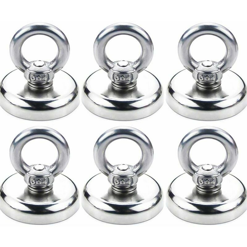 Magnetic Hooks Neodymium Magnet Magnetic Hooks Magnets Magnet with Powerful Hook Attraction force 32KG Diameter 32 mm (6 Pack)