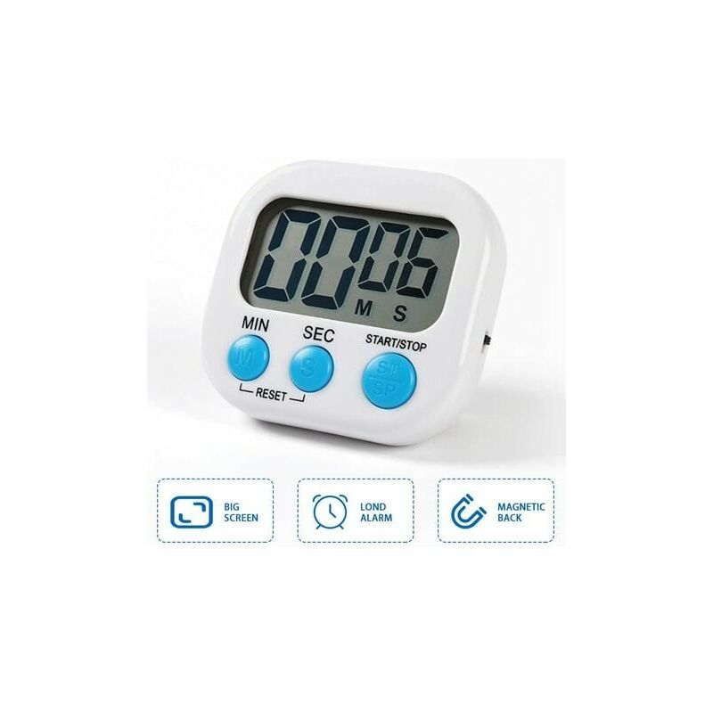 Magnetic kitchen timer with large LCD display, timer for cooking, learning, loud alarm and countdown(A) DRIVE