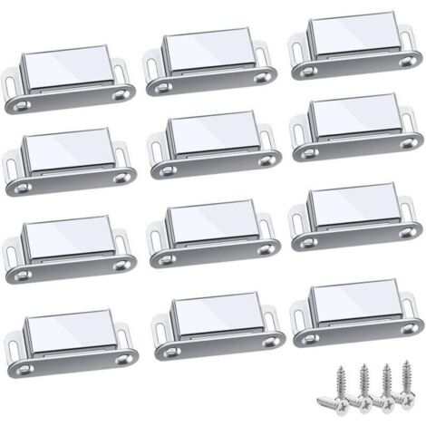 Magnetic Latches, 12 Pieces Magnetic Latches, Powerful and Robust, Up to 6kg, for Drawers, Shower Doors, Wardrobes, Cupboards, Cabinets, Furniture (45mm-12pc)