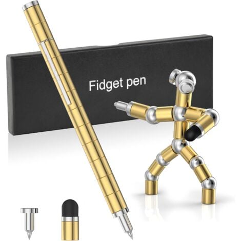Magnetic Modular Pen Set with 13 Magnets, 12 Metal Balls, Metal and 3 Refills, Gold
