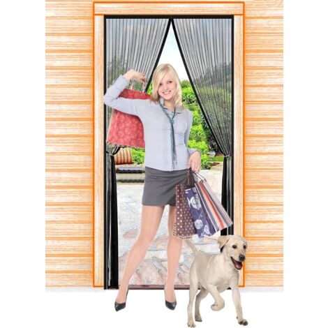 Magnetic Mosquito Net Door,120x210cm,JIANJAIO Door Curtain Anti Fly Automatic Closing Insect Repellent Breathable Mosquito Net for Balcony Doors, Living Room, Mounting by No Drilling,Black