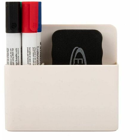 Magnetic Pen Holder, Whiteboard Marker Holder Composed of 2 Compartments with Whiteboard Sponge Ideal for Fridge, Locker and All Magnetic Surfaces, Fonepro