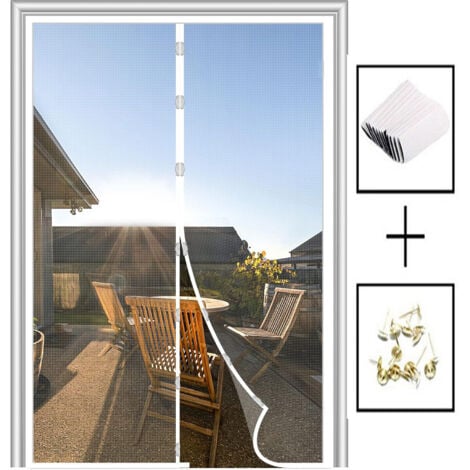 TIGREZY Magnetic Screen Door Fit Door Size 32 x 80 Inch, Screen Size 34" x 81" Strong Magnet Door Mesh with Reinforced Hook & Loop for Patio Door, Sliding Door, White