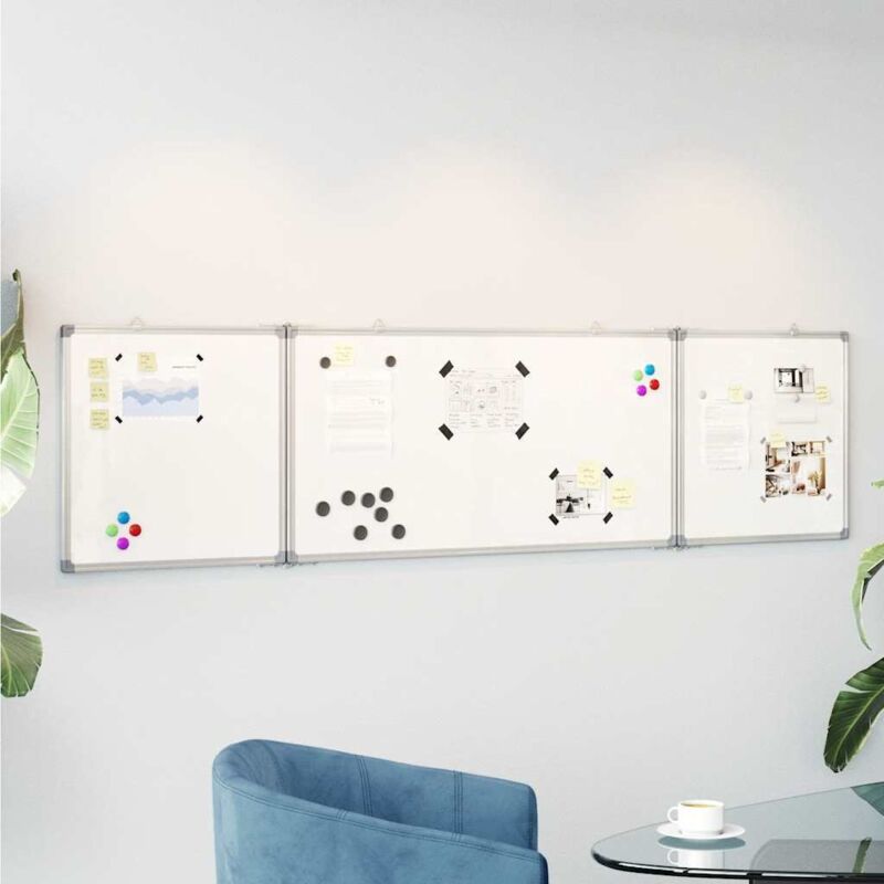 Magnetic Whiteboard Foldable 160x40x1.7 cm Aluminium Vidaxl
