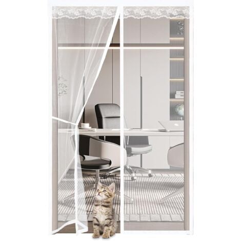 Magnetica Porta Finestra Moderna Tenda Magnetica con Velcro e Calamite Chiusura Automatica Bianco - 120x220cm
