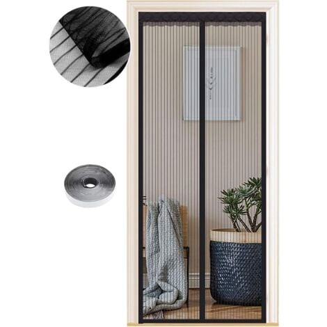 Magnetica Porta Finestra Moderna Tenda Magnetica con Velcro e Calamite Chiusura Automatica Nero - 120x220cm