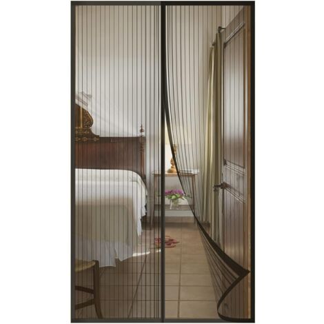 Magnetica Porta Finestra, Tenda Magnetica con Velcro e Calamite Chiusura Automatica Nero - 120x220cm