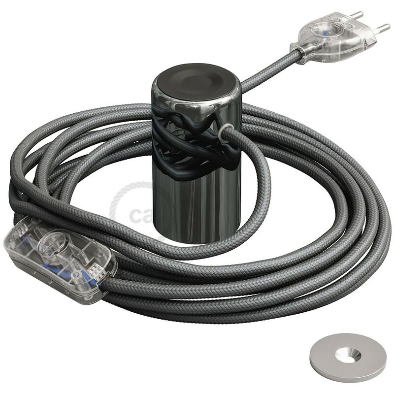 

®-Plug, portalámparas magnético completo | Cromo oscuro - Cromo oscuro - Magnetico