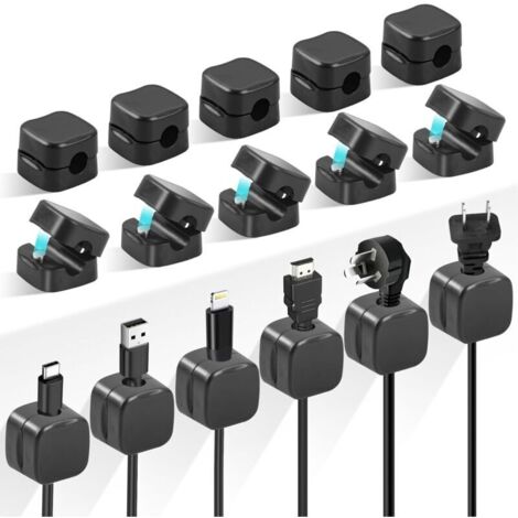 Magnetique Clips Câble, 16PCS Organisateur de Câble Magnetique, Support Cable avec Auto-adhésifs, Clips Rangement de Câble Bureau, Accroche Cable