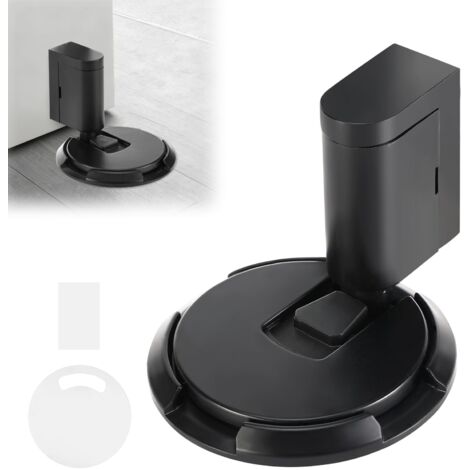 Magnétique en Métal Butée de Porte, Butée de Porte au Sol Avec loquet Auto-adhésif 3M, vis Dissimulées,Stop-Porte Adhésif Pour Tous les Sols durs, Assurer la Protection de nos Portes（Noir）