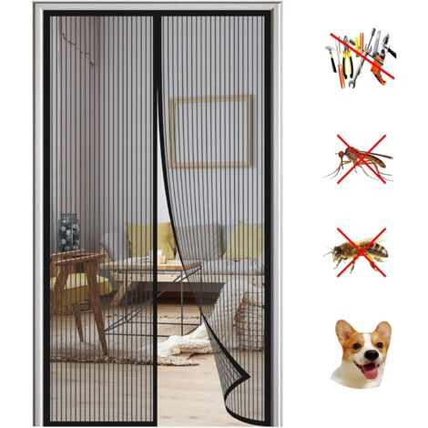 Magnétique Moustiquaire Porte, 80210cm Moustiquaire magnetique, Aimantée Maille Ultra Fine Fermeture Automatique Rideaux Anti Mouches Installation Facile