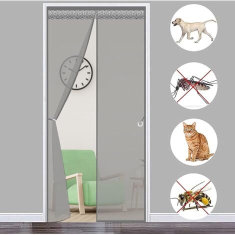 MagnéTique Moustiquaire Porte 80x210cm MagnéTique Rideau De Porte Store Moustiquaire sans Percer pour Porte d Entrée Intérieur/Patio/Coulissante, Gris