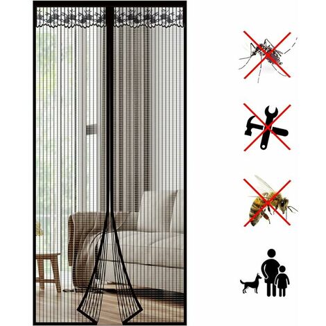 Magnétique Moustiquaire Porte Rideau Anti Mouche Bande Adhésive Mailles ultra fines Fermeture Automatique Fine Installation sans Outil Facile pour Enfants et Animaux de Compagnie