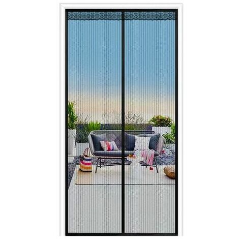 Magnétique Moustiquaire Porte Rideau Anti Mouche Bande Adhésive Moustiquaire pour Portes, Mailles ultra fines avec Puissants Aimants, pour Enfants et Animaux de Compagnie 90x210cm