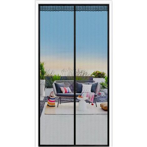 Magnétique Moustiquaire Porte Rideau Anti Mouche Bande Adhésive Moustiquaire pour Portes, Mailles ultra fines avec Puissants Aimants, pour Enfants et Animaux de Compagnie 90x210cm