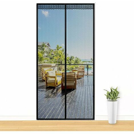Magnétique Moustiquaire Porte Rideau Anti Mouche Bande Adhésive Moustiquaire pour Portes, Mailles ultra fines avec Puissants Aimants,pour Enfants et Animaux de Compagnie 100x220cm