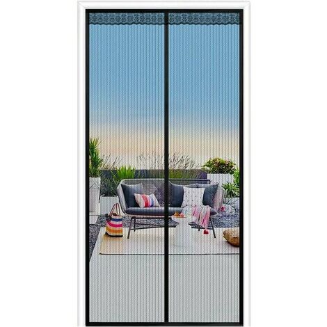 Magnétique Moustiquaire Porte Rideau Anti Mouche Bande Adhésive Moustiquaire pour Portes, Mailles ultra fines avec Puissants Aimants,pour Enfants et Animaux de Compagnie 90x210cm
