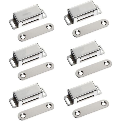 Magnétiques Meuble Aimant de Porte 10kg Puissant Acier Inoxydable Aimant de Placard Aimant Porte Placard (6 Pièces)(vis en acier inoxydable)