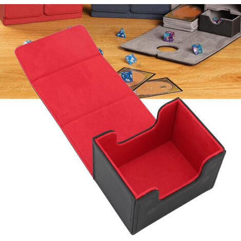 Magnetische Aufbewahrungsbox für Spielkarten aus PU-Leder – XXL-Magnetbox, Modell Schwarz/Rot