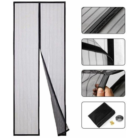 Magnetische Fliegengittertür nach Maß, 100 x 210 cm (39 x 83 Zoll), magnetische Fliegengittertür, automatisches Schließen, haustierfreundlich, für Flurtüren, Schwarz