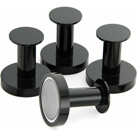 Magnetische Garderobe zum Aufhängen von Mänteln und Taschen, 4 extrem starke schwarze Wandhaken, Garderobe für Türen mit Metallmagnet