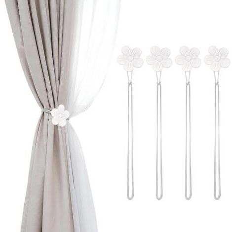 Magnetische Gardinenhalter, 4er-Set florale Harz-Gardinenhalter, Vintage-Seil-Gardinenhalter, magnetische Gardinendekoration