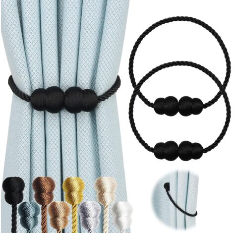 Magnetische Gardinenhalter, elegante Outdoor-Gardinenhalter, schwarz, 2er-Set