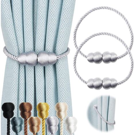 Magnetische Gardinenhalter, elegante Outdoor-Gardinenhalter, silber, 2er-Set