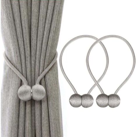 Magnetische Gardinenhalter, geflochtene magnetische Gardinenhalter, Schlaufen-Gardinenhalter (Grau)